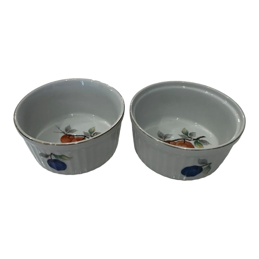 Set of 2 Andrea by Sadek Ramekin Soufflé Dish Porcelain France small bowl Fruit